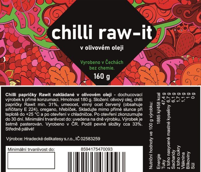 Chilli papričky Rawit nakládané v olivovém oleji a bylinách 180 g - Obrázek 2
