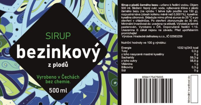 Sirup bezinkový z plodů 500 ml - Obrázek 2