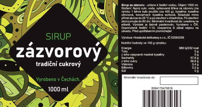 Sirup zázvorový s dužinou 1000 ml - Obrázek 2