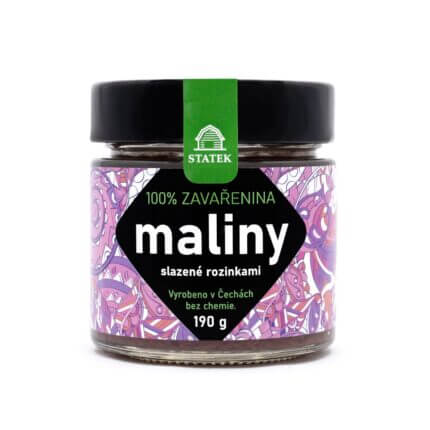 100% zavařenina maliny slazené rozinkami 190 g